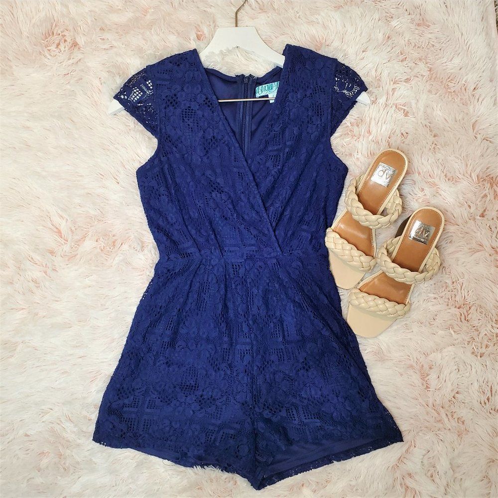 Boutique All Over Lace Mini Navy Jumper